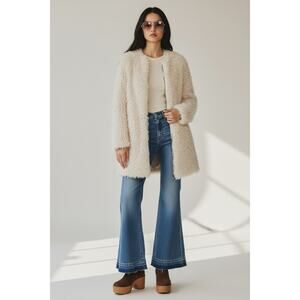 BB Dakota Boho Shaggy Faux Fur Zip Jacket Cozy Teddy Soft XS